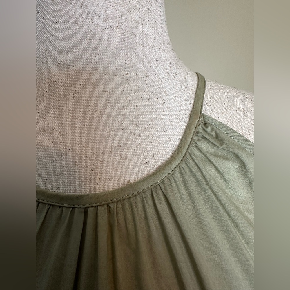 J. Crew Tie Waist Halter Midi Dress Pale Surplus Green A Line Tiered XS - Picture 4 of 9